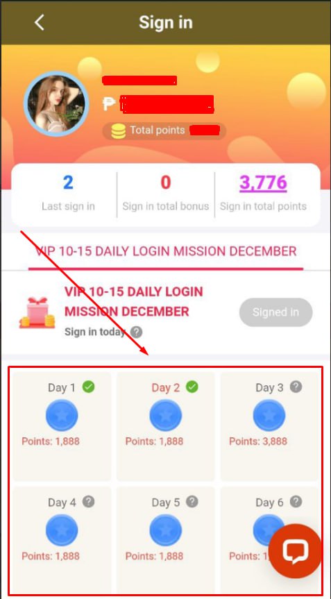 Click on the corresponding sign-in based on your login day